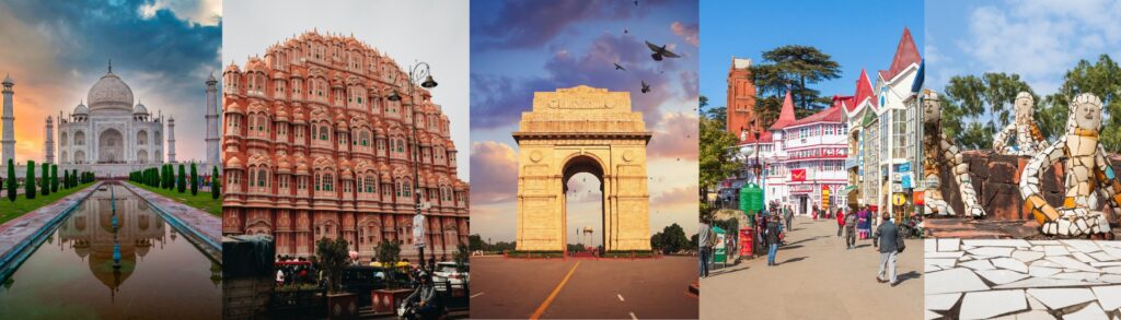 11 Nights and 12 Days
Customize Now This tour is as per your convenience. You are completely free to choose car, hotel, places to visit, and activities as per your wish and comfort. Or you may also follow the suggested itinerary to help you plan your trip.
Jaipur (2N)
Agra (1N)
Delhi (2N)
Shimla (2N)
Manali (3N)
Chandigarh (1N)