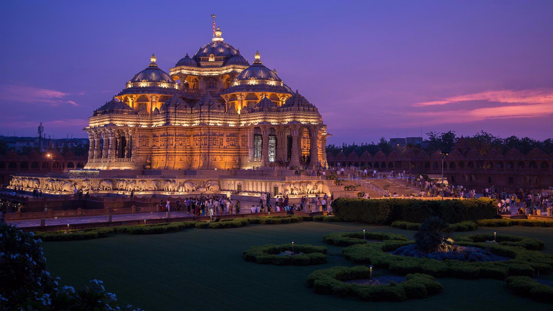 Side Night View of Akshardham Temple Delhi
